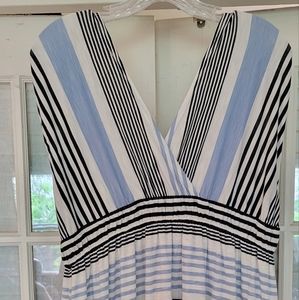Classy white black and blue stripped summer dress
